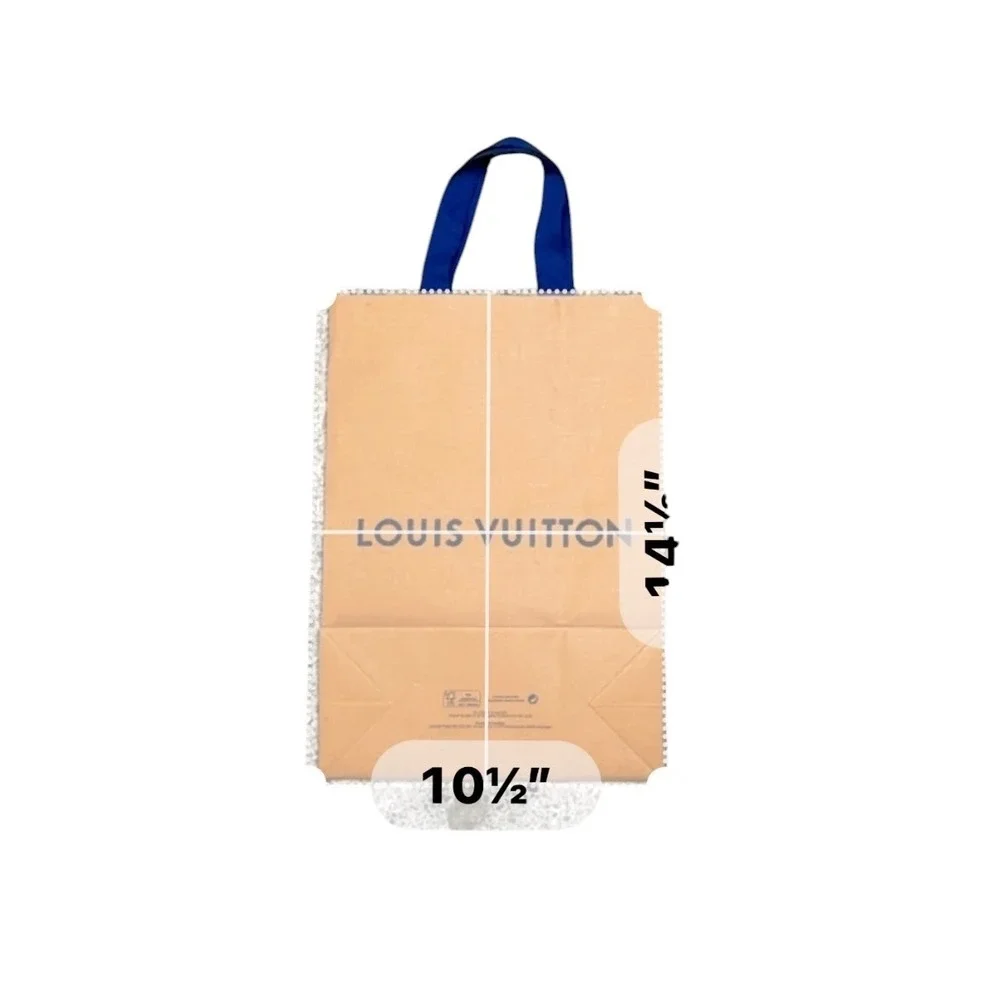 Louis Vuitton Orange Paper Shopping Bag Navy Blue Handles 14.5x10.5 Med Gift Bag